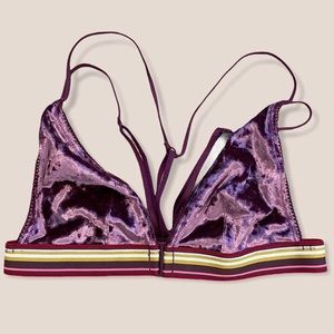 NWT - MED- Victoria's Secret Bra medium plunge deep plum Crushed Velvet Cross